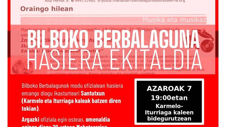 Bilboko Berbalaguneko hasiera ekitaldia