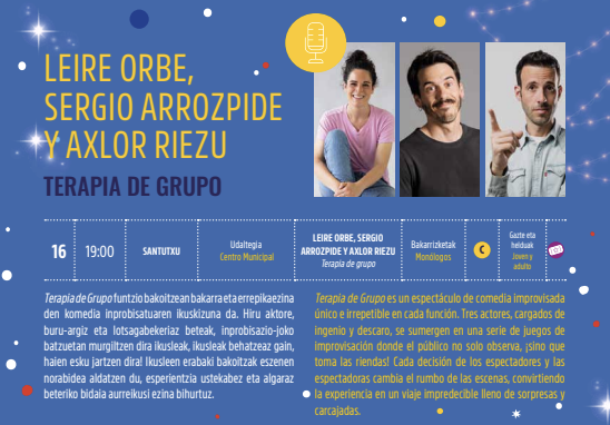 Kultur Gabonak 2025: LEIRE ORBE, SERGIO ARROZPIDE ETA AXLOR RIEZUren bakarrizketak Santutxu Udaltegian