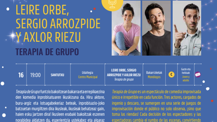 Kultur Gabonak 2025: LEIRE ORBE, SERGIO ARROZPIDE ETA AXLOR RIEZUren bakarrizketak Santutxu Udaltegian