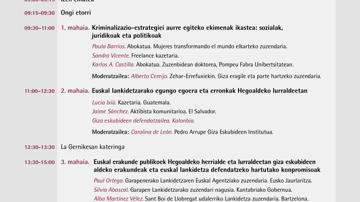 'Elkartasunaren kriminalizazioa' jardunaldia
