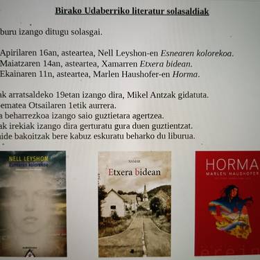 Bira: Udaberriko literatur solasaldiak