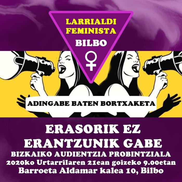 Neskato baten ustezko bortxatzailea epaituko dute Bilbon urtarrilaren 21ean