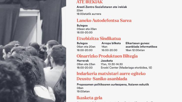 Aresti Zentro Sozialistaren otsaileko egitaraua