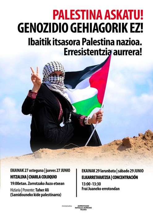 Elkarretaratzea: "Palestina askatu! Genozidio gehiagorik ez!"