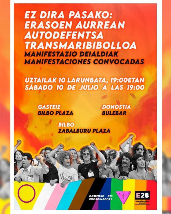 Azken asteotan gertatutako erasoak salatzeko manifestazioa deitu du LGTB+ Koordinadorak bihar