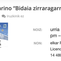 Susana Catarinoren “Bidaia zirraragarria” liburuaren aurkezpena Elkar dendan