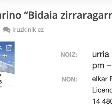 Susana Catarinoren “Bidaia zirraragarria” liburuaren aurkezpena Elkar dendan