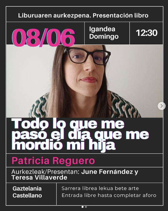 Todo lo que pasó el día que me mordió mi hija liburuaren aurkezpena La Sinsorgan