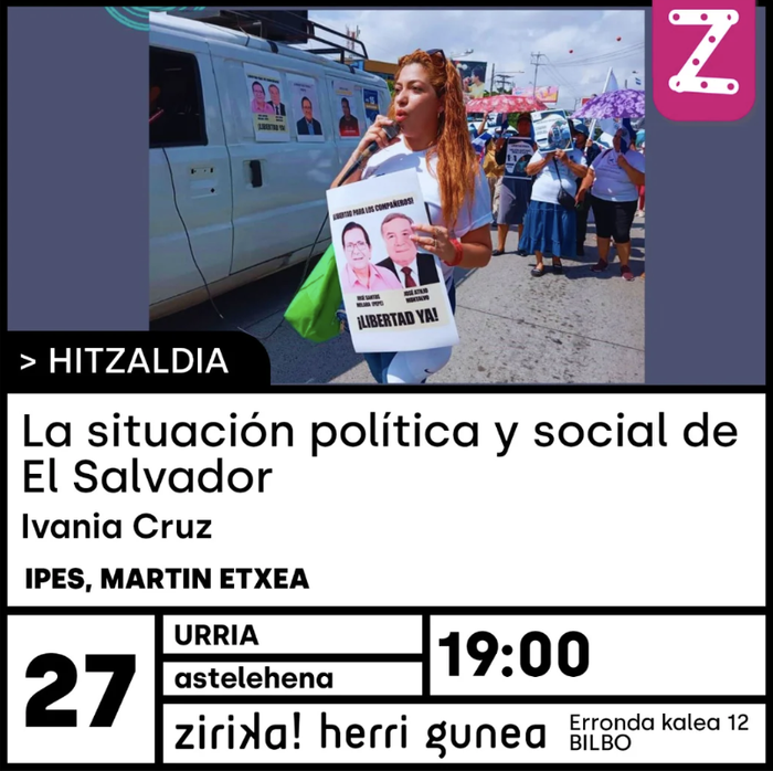 El Salvadorreko egoeraren inguruko hitzaldia Zirika! Herri Gunean