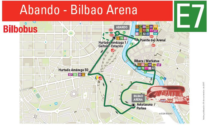 Abenduan erdigunetik Bilbao Arenara joateko autobus zerbitzu bereziak
