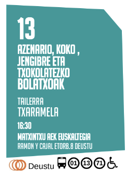 DARABILBO: Azenario, koko, jengibre eta txokolatezko bolatxoen tailerra Matxintxu Euskaltegian