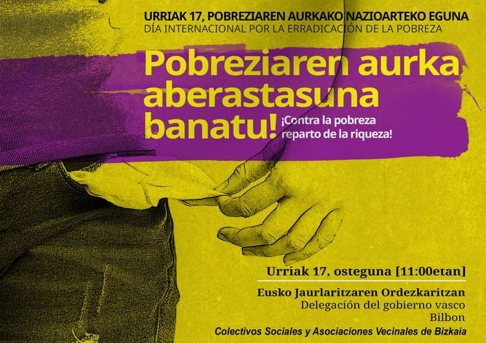 Mobilizazioa egongo da Bilbon “Pobreziaren Aurkako Nazioarteko Egunean”