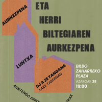 AZET sindikatuaren eta ASETU herri biltegiaren aurkezpena Bilbo Zaharreko plazan