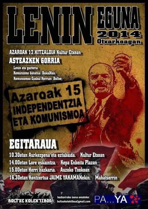 Lenin Eguna ospatuko dute larunbatean Otxarkoagan