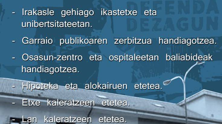 'Osasun publikoa indartu, eskubideak bermatu' lelopean manifestazioa egingo dute larunbatean Sarrikoko geltokitik