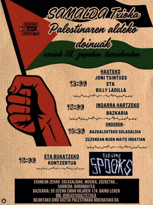 SAMALDA Txioka Palestinaren aldeko doinuak Deustuko Gazte Lokalean