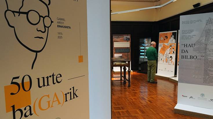 Gabriel Aresti idazle eta euskaltzain urgazlearen erakusketa ikusgai dago