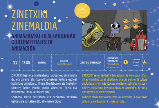 Kultur Gabonak 2025: ZINETXIKI ZINEMALDIA ABANDO Udaltegian
