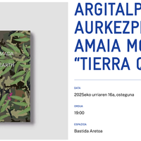 ARGITALPENAREN AURKEZPENA: AMAIA MOLINET. “TIERRA QUEMADA” Alondigako Bastida Aretoan