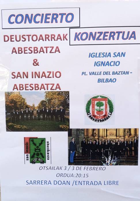 Kontzertua: Deustoarrak Abesbatza eta San Inazio Abesbatza