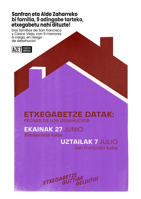 Beste bi familia etxegabetu nahi dituzte Alde Zaharrean eta San Frantziskon