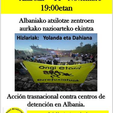 Hitzaldia Sanfranen: Albaniako atxilotze zentroen aurkako nazioarteko ekintza