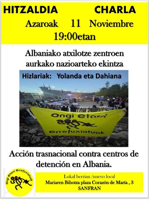 Hitzaldia Sanfranen: Albaniako atxilotze zentroen aurkako nazioarteko ekintza