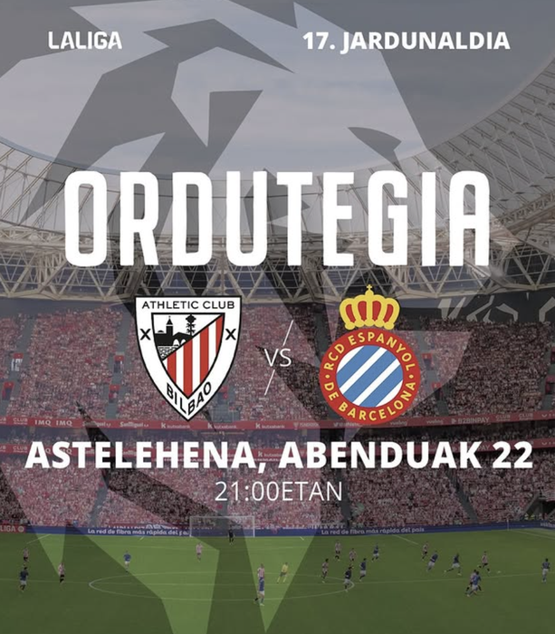 San Mames lehoiez beteko da Ligako 17. Jardunaldian