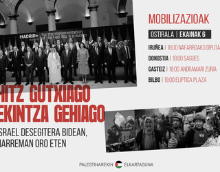 Israel desegitera bidean, harreman oro eteteko mobilizazioa deitu dute gaur