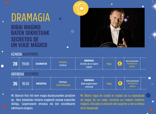 Kultur Gabonak 2025: DRAMAGIA magia ikuskizuna MASUSTEGI Udaltegian