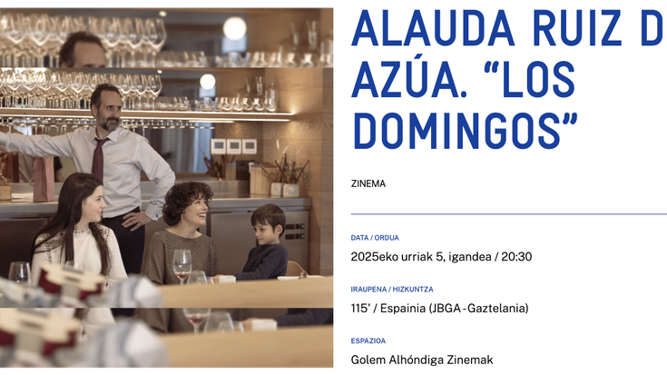 ALAUDA RUIZ DE AZÚAren “LOS DOMINGOS” Alondigako Golem Zinemetan