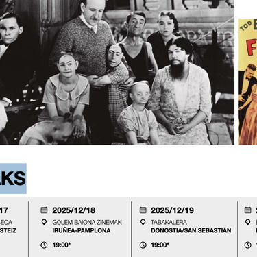 CICLO KLASIKOAK 2025: FREAKS filma Bizkaia Aretoan
