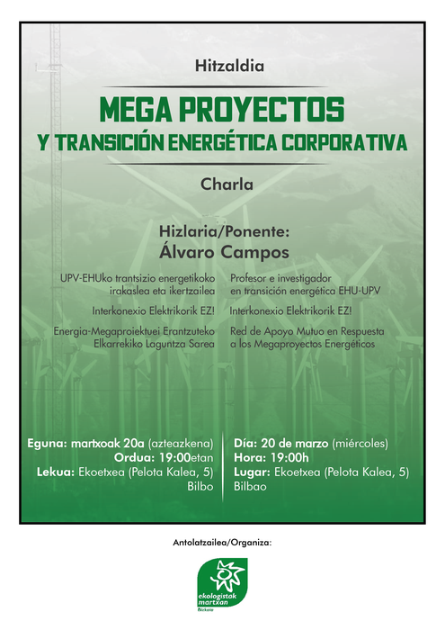 HITZALDIA:‘Megaproyectos y transición energética corporativa’
