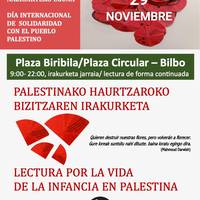 Palestinako haurtzaroko bizitzaren irakurketa jarraia Plaza Biribilean